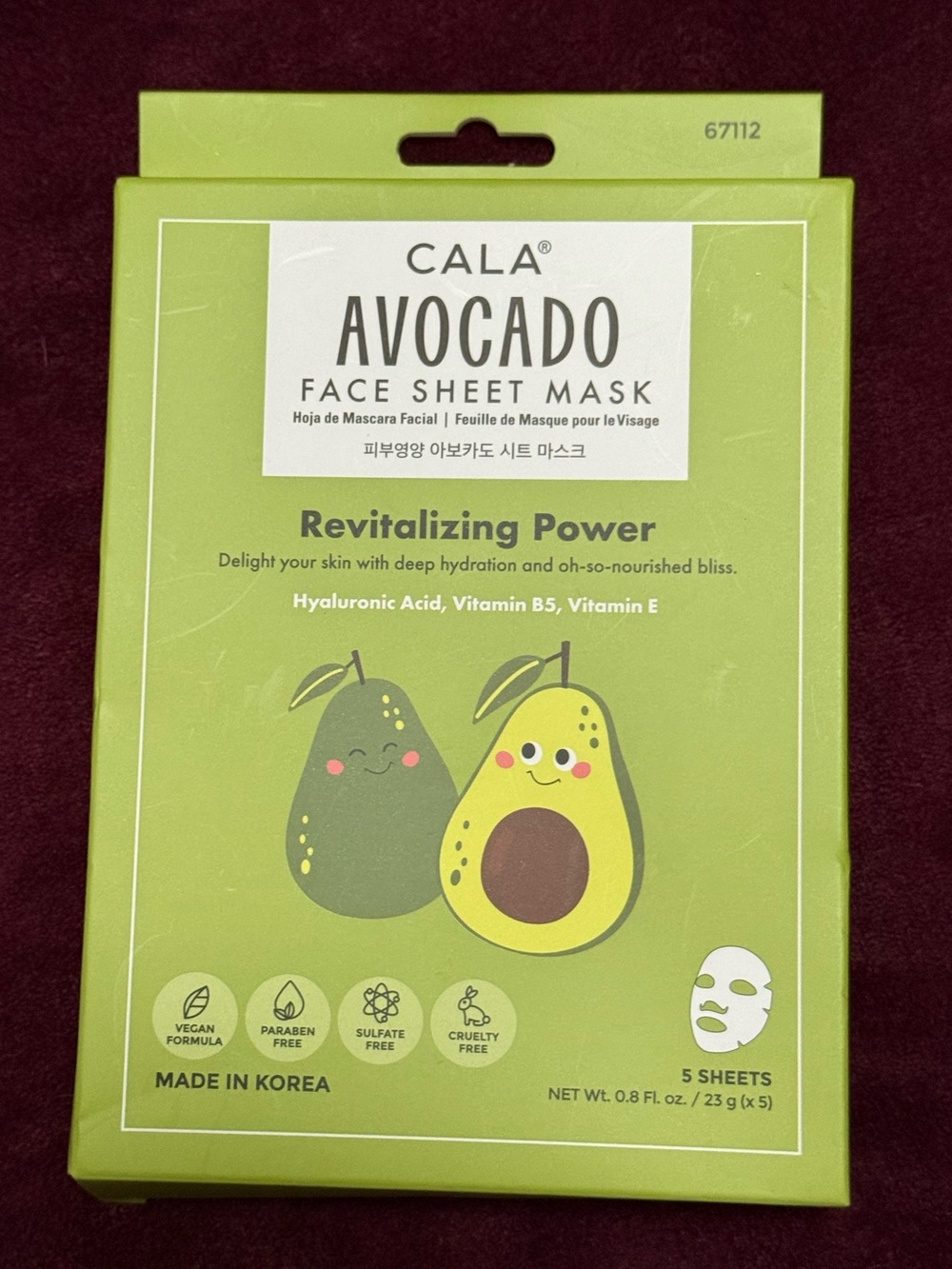 CALA Avocado Face Sheet Mask — Revitalizing Power Korean Beauty